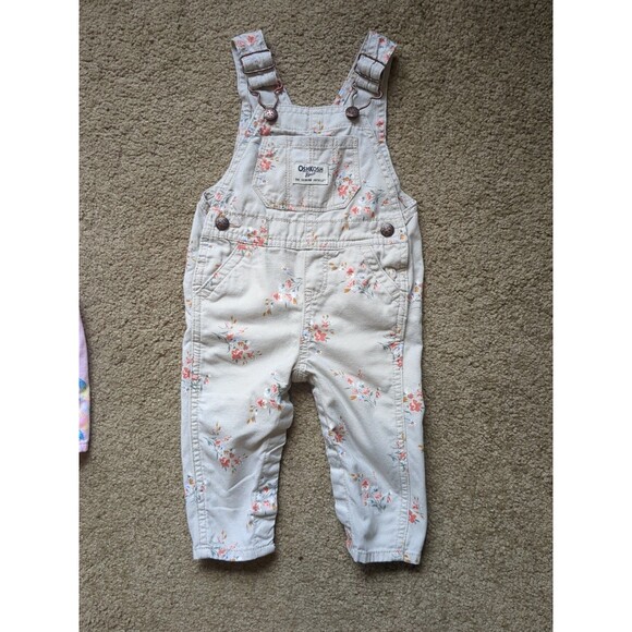 Bundle 2 OshKoshB’Gosh Girls Overalls 6 Months Green Long pink Short Excellent - Picture 8 of 13